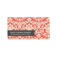 ROUGE DAMASSÉ VINTAGE | ÉTIQUETTES D'ADRESSE