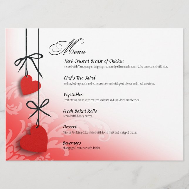 Rouge de menu de dîner de sentiments profonds (Devant)