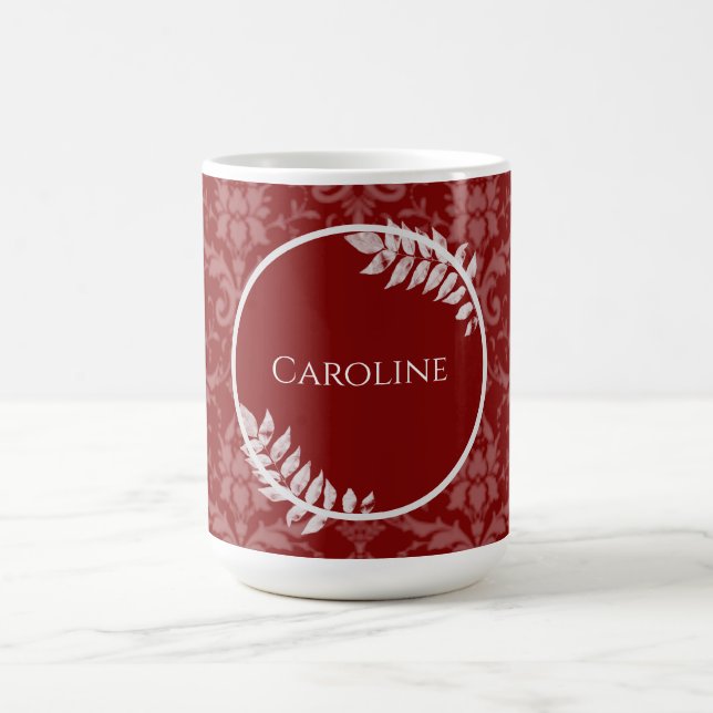 Rouge Elegant Damas Personnalisé Café Mug (Centre)