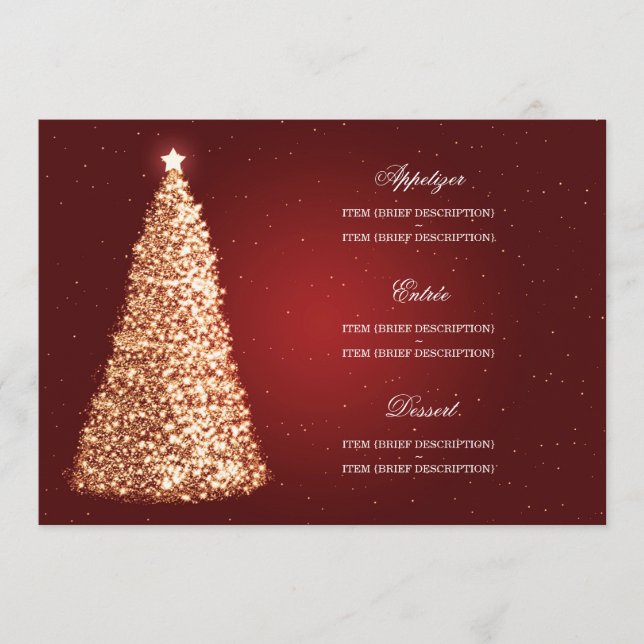 Rouge élégant d'or de menu de mariage de Noël (Devant)