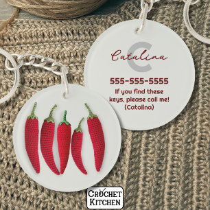 Rouge épicé Moderne Minimal Crochet Jalapeno Nom