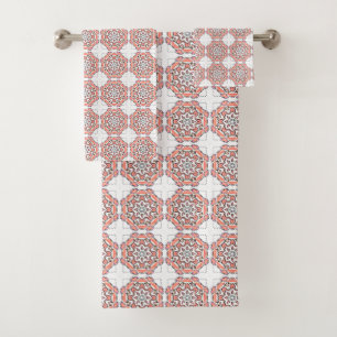 Rouge et blanc à motif géométrique 