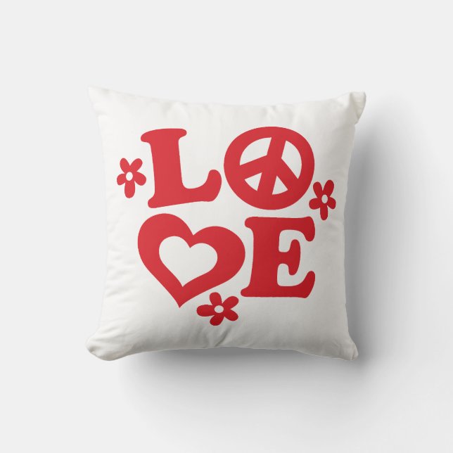Rouge et blanc AMOUR Saint Valentin Coussin (Recto)