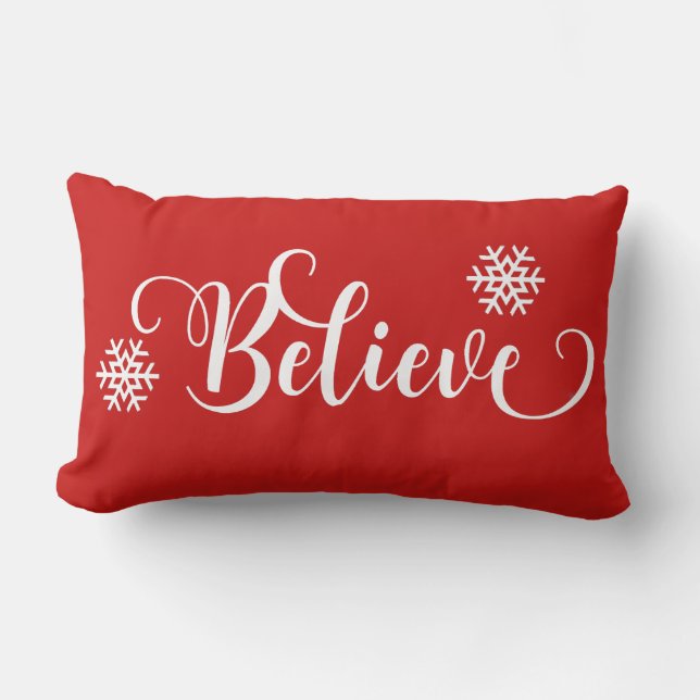 Rouge et blanc Croire Coussin de Noël (Recto)