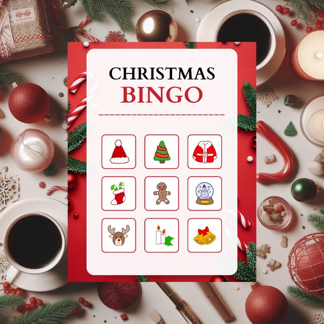 Rouge et blanc Noël moderne Bingo jigsaw Puzzle (Créateur téléchargé)