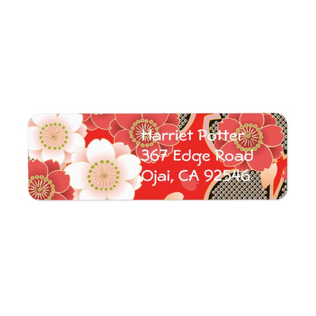 Rouge et blanc Sakura Japonais Kimono (Devant)