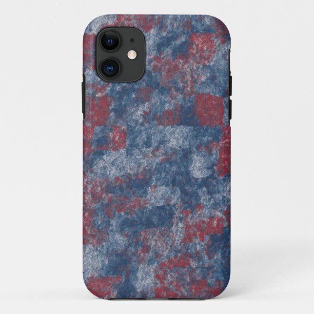Rouge et bleu Abstrait Texture iPhone 11 Coque (Dos)