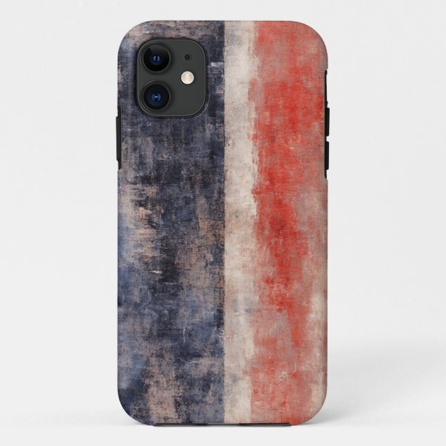 Rouge et bleu brosse Abstrait iPhone 11 Coque (Dos)