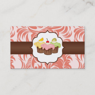 Rouge et Brown Floral Cup Carte de visite boulange