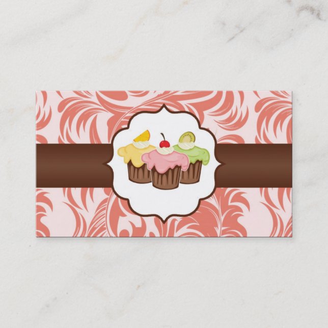Rouge et Brown Floral Cup Carte de visite boulange (Devant)
