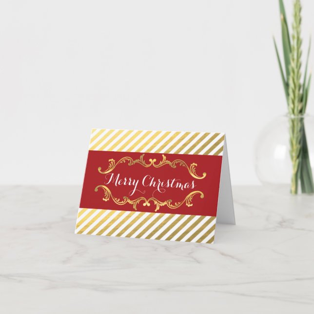 Rouge et carte rayée de cru de vacances de Noël (Devant)