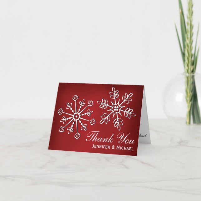 Rouge et cartes de note de Merci de mariage de (Devant)
