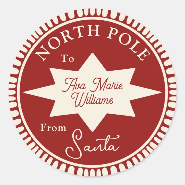 Rouge et crème de Père Noël autocollant Noël (Devant)