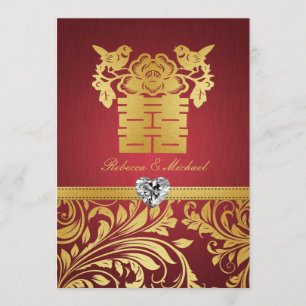 Rouge et damassé d'or, double invitation chinois