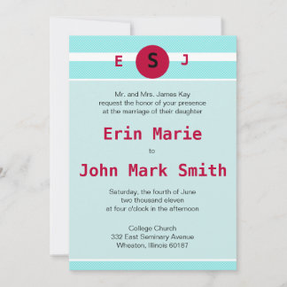 Rouge et Faire-part de mariage Turquoise modernes