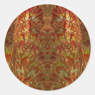 Rouge et jaune brillant ~ Sticker rond classique