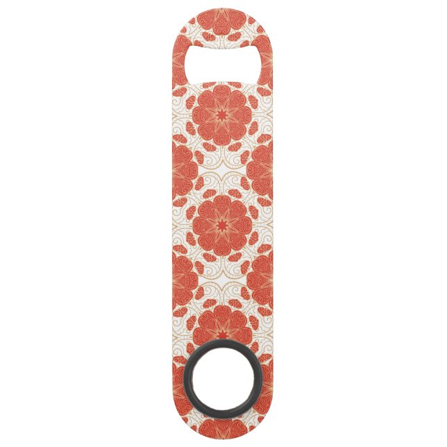 Rouge et motif floral de dentelle d'or (Devant)