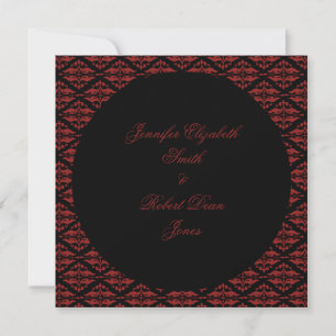 Rouge et noir Damask Faire-part de mariage gothiqu