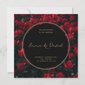 Rouge Et Noir Élégant Faire-part de mariage Invité