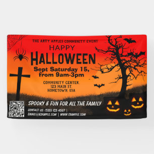 rouge et noir heureux Halloween bannière qr code