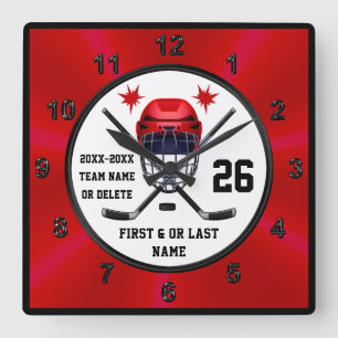 Rouge et noir, Horloge de hockey, Décor du mur de