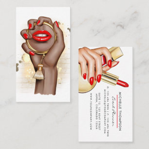 Rouge et or Glam Chic Maquillage Artiste Carte de 
