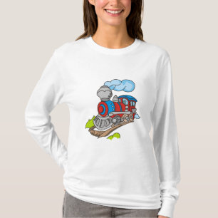 Rouge et T-shirts et cadeaux bleus de train