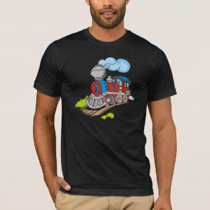 Rouge et T-shirts et cadeaux bleus de train