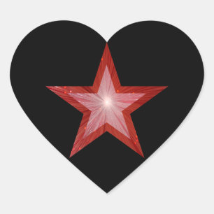 Rouge étoile autocollant coeur noir