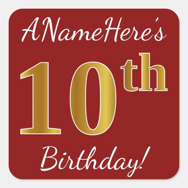 Rouge, Faux Gold 10e anniversaire + Autocollant de (Devant)