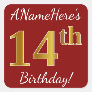 Rouge, Faux Gold 14e anniversaire + Autocollant de