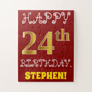 Rouge, Faux Gold 24e anniversaire + Puzzle de nom 