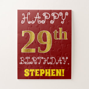 Rouge, Faux Gold 29e anniversaire + Puzzle de nom 