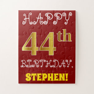 Rouge, Faux Gold 44e anniversaire + Puzzle de nom 