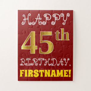 Rouge, Faux Gold 45e anniversaire + Puzzle de nom 