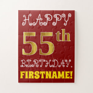 Rouge, Faux Gold 55e anniversaire + Puzzle de nom 