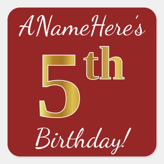 Rouge, Faux Gold 5e anniversaire + Autocollant de  (Devant)