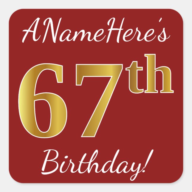 Rouge, Faux Gold 67e anniversaire + Autocollant de (Devant)