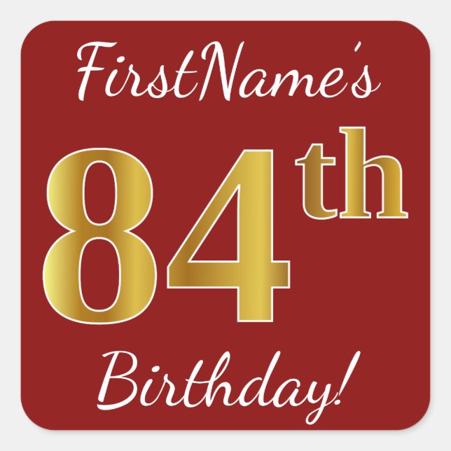 Rouge, Faux Gold 84e anniversaire + Autocollant de (Devant)