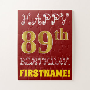 Rouge, Faux Gold 89e anniversaire + Puzzle de nom 