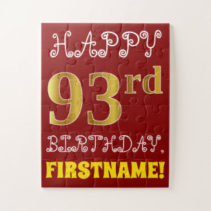 Rouge, Faux Gold 93e anniversaire + Puzzle de nom 