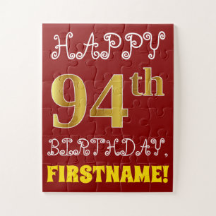 Rouge, Faux Gold 94e anniversaire + Puzzle de nom 