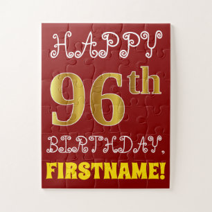 Rouge, Faux Gold 96e anniversaire + Puzzle de nom 