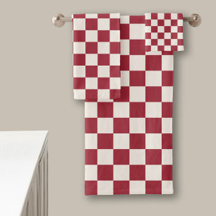 Rouge foncé et crème À damiers Motif