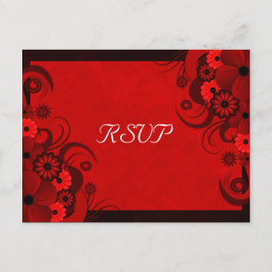 Rouge foncé Floral gothique Élégant Cartes de répo