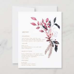rouge froid hiver floral Mariage dîner Carte menu