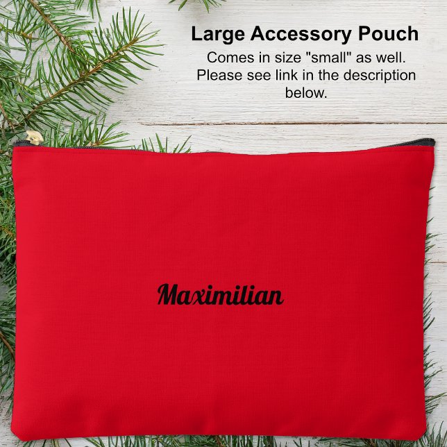 Rouge - Grand sac d'accessoires solide (Large Accessory Pouch - Red - Solid by Leapfroglisics Shop)