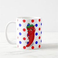 Rouge Hot Pepper Diva Rouge Bleu Pois Café Mug