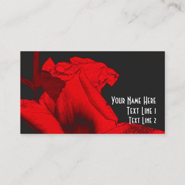 Rouge Hot Rosebud Floral Art Carte de visite (Devant)