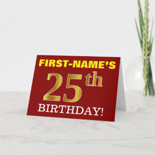 Rouge, Imitation Or "25e anniversaire" Carte d'ann